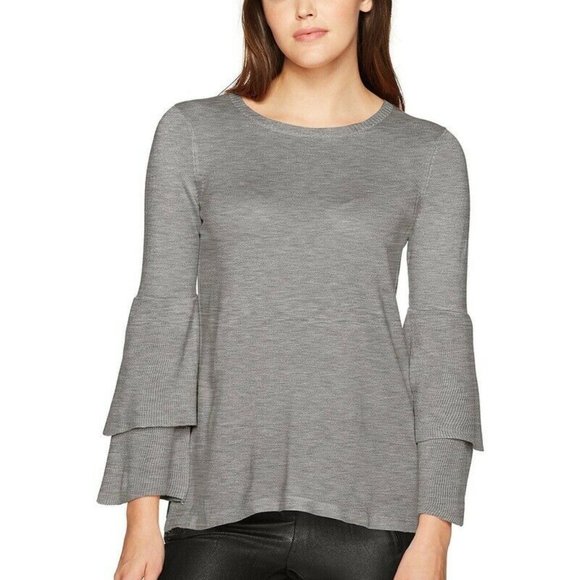 Kensie -  Stretch Crew Neck Ruffle Sweater - Picture 9 of 9